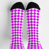 Rosa-weißes Schachbrett-Diamantmuster Socken (Oben)