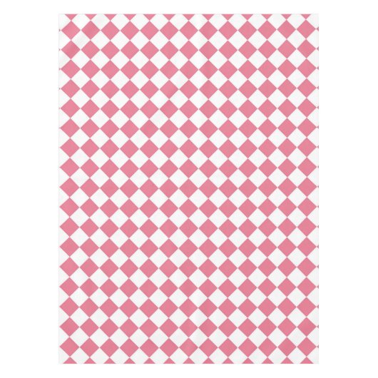 Rosa Weißes Schachbrett Diamantmuster Tischdecke (Vorderseite)