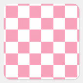 Rosa weißes Schachbrettmuster Quadratischer Aufkleber (Vorderseite)