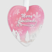 Rosa Weißes Schneehaus Weihnachten Ornament (Vorderseite)