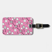 Rosa weißes Schwarzes des Tennis Gepäckanhänger (Vorderseite horizontal)