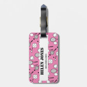 Rosa weißes Schwarzes des Tennis Gepäckanhänger (Rückseite vertikal)