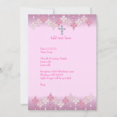 Rosa weißes Spot-Foto Frame Cross Baptisse 2 Einladung (Rückseite)