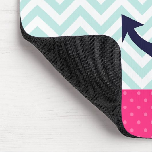 Rosa weißes tadelloses Zickzack Mousepad (Ecke)