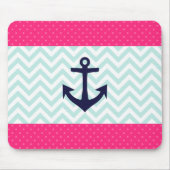 Rosa weißes tadelloses Zickzack Mousepad (Vorne)