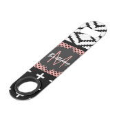 Rosa, weißes u. schwarzes modernes geometrisches speed flaschenöffner (Vorderseite Schrägansicht)