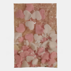 Rosa, weißes Valentinherz, Tortendekoration, Liebe Geschirrtuch