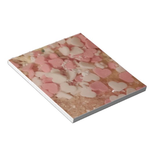 Rosa, weißes Valentinherz, Tortendekoration, Liebe Notizblock (angewinkelt)