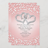 Rosa Weißes, verflochtenes Herz Valentine Einladun Einladung (Vorne/Hinten)