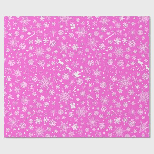 Rosa weißes Weihnachtsfest Party Geschenkpapier (Flach)