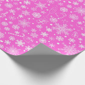 Rosa weißes Weihnachtsfest Party Geschenkpapier (Ecke)
