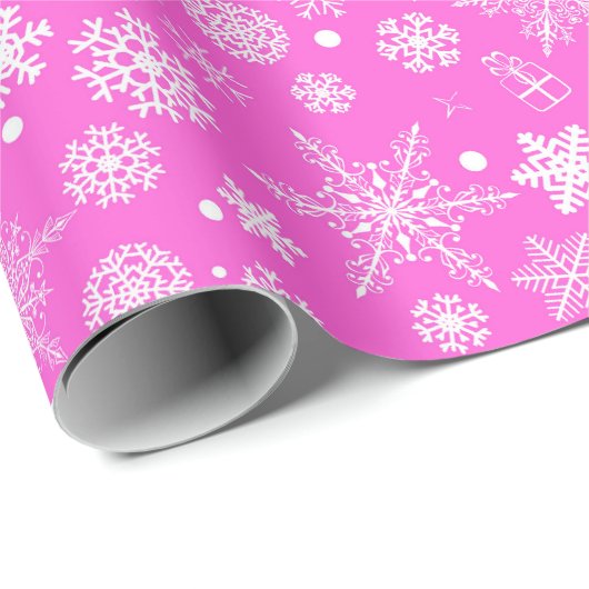 Rosa weißes Weihnachtsfest Party Geschenkpapier (Rolleneckpunkt)