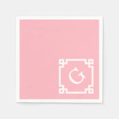 Rosa Weißgriechischer Schlüsselrahmen #2 Anfangsmo Serviette (Vorderseite)