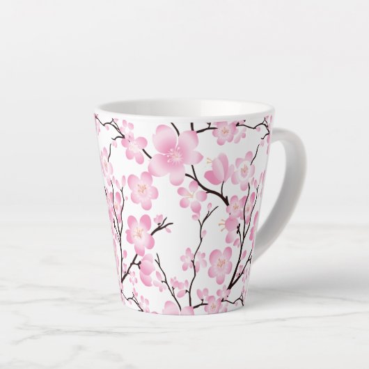 Rosa Weißkirschblüte erste anpassbare Tasse (Rechte Ecke)