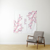 Rosa Weißkirsche Blossom Monogramm Wandteppich (Beispiel (Horizontal))