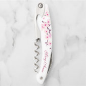 Rosa Weißkirsche blüht Monogram Waiter Corks Kellnermesser (Vorderseite)