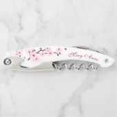 Rosa Weißkirsche blüht Monogram Waiter Corks Kellnermesser (Vorderseite)