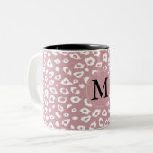 Rosa Weißleopard Print Monogram Zweifarbige Tasse (Vorderseite Links)