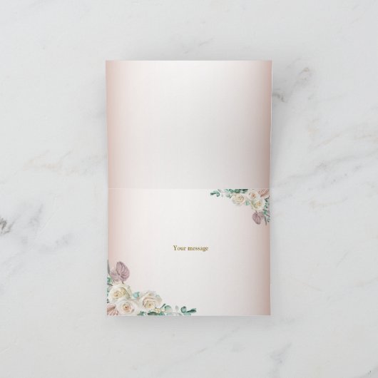 Rosa Weißrosa Wasserfarbenwelt Hochzeit Dankeskarte (Innenseite)