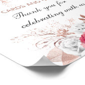 Rosa Weißrosen Gold Blumenzettel Poster (Ecke)