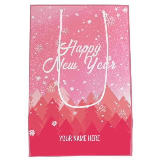 Rosa Weißschnee Friedliche Wälder Weihnachten Neuj Mittlere Geschenktüte (Rückseite)