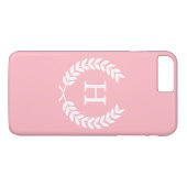 Rosa Weißwheat Laurel Wreath Initial Monogram Case-Mate iPhone Hülle (Rückseite (Horizontal))