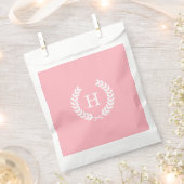Rosa Weißwheat Laurel Wreath Initial Monogram Geschenktütchen (Ausgeschnitten)