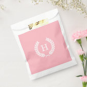 Rosa Weißwheat Laurel Wreath Initial Monogram Geschenktütchen (Versiegelt)