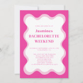 Rosa Welle Moderne Unterhaltung Bachelorette Einla Einladung (Vorderseite)