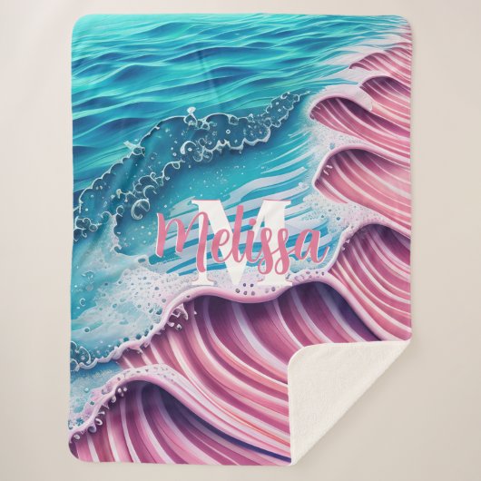 Rosa Welle stürzt auf der Ufermonogramm ab Sherpadecke (Vorderseite)