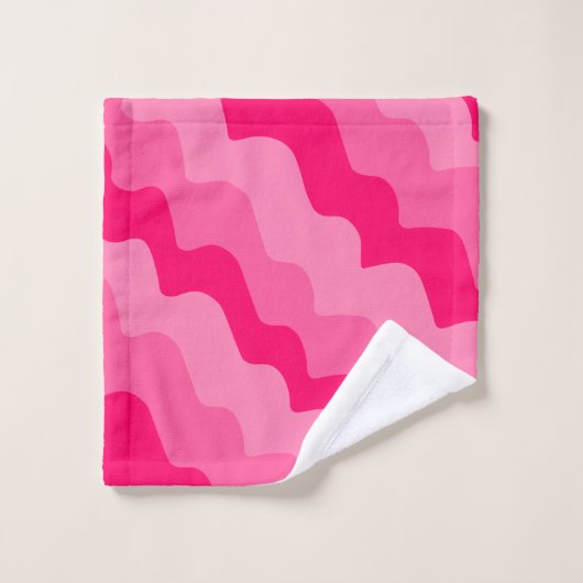 Rosa Wellen Badhandtuch Set (Waschlappen)