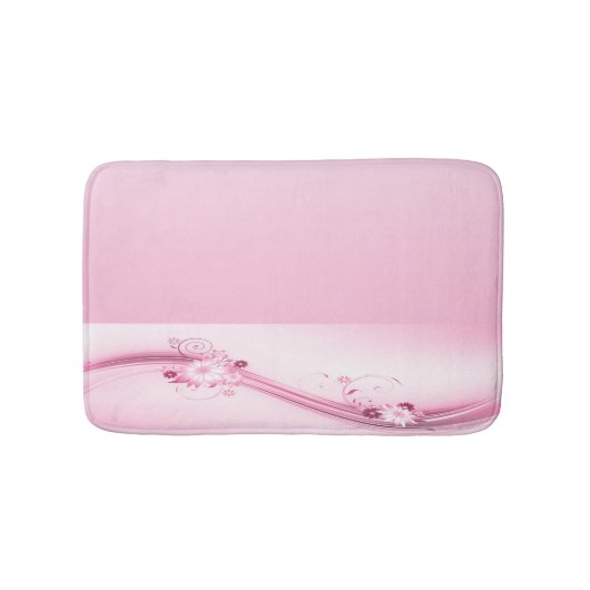 Rosa Wellen der Blumen-n Badematte (Vorderseite)