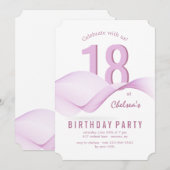 Rosa Wellen Einladung (Vorne/Hinten)