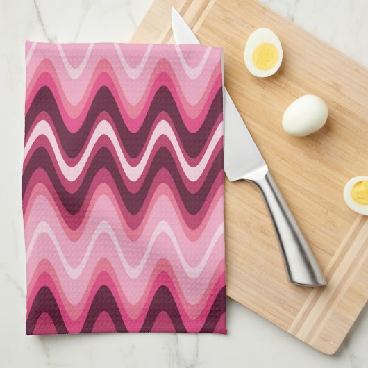 Rosa Wellen Geschirrtuch (Viertel Falte)