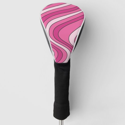 Rosa Wellen im Retrostil Golf Headcover (Vorderseite)