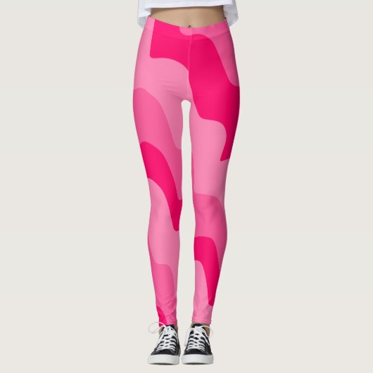 Rosa Wellen Leggings (Vorderseite)