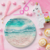 Rosa Wellen Pappteller (Party)