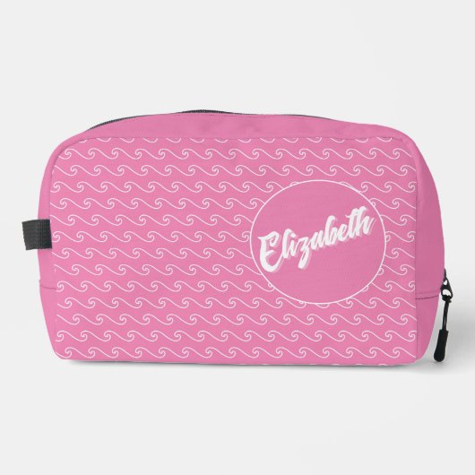 Rosa Wellen Personalisiertes Dopp Kit Waschbeutel (Vorderseite)