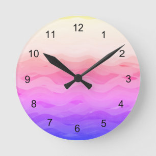 Rosa Wellen Runde Wanduhr