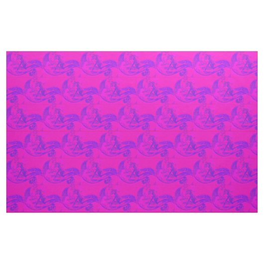Rosa Wellenreiter-Meerjungfraumuster Stoff (Fat Quarter (45,7 x 55,9 cm))