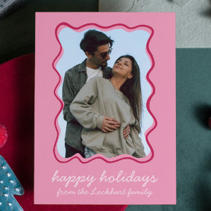 Rosa wellige handgezeichnete fantastische Rahmen F Feiertagskarte