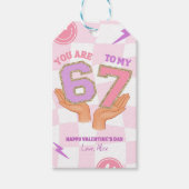 Rosa welliges Retro-67-Valentinstag-Tag Geschenkanhänger (Vorderseite)