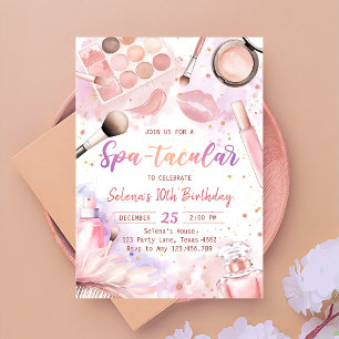 Rosa Wellness-Center Party Glam Girl Makeup Geburt Einladung
