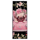 Rosa Welpen-Tasche Geschenktüte Für Weinflaschen (Rückseite)