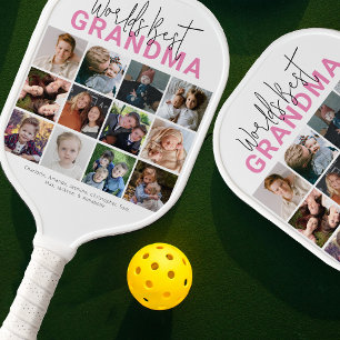 Rosa Weltbeste Oma Fotocollage Pickleball Schläger