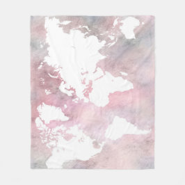 Rosa Weltkarte Design 66 Fleecedecke