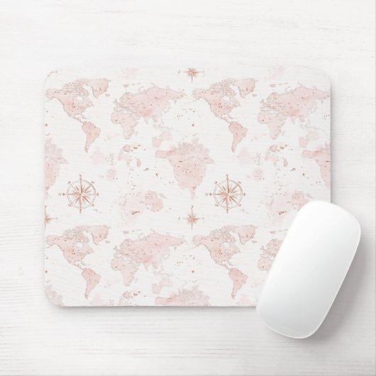 Rosa Weltkarte Mousepad (Mit Mouse)