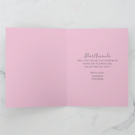 Rosa Werden Sie mein Vorschlag für eine Hochzeit m Karte (Innenseite)