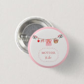 Rosa werdende Mutter Apfel Wäscheleine Baby Shower Button (Vorne & Hinten)