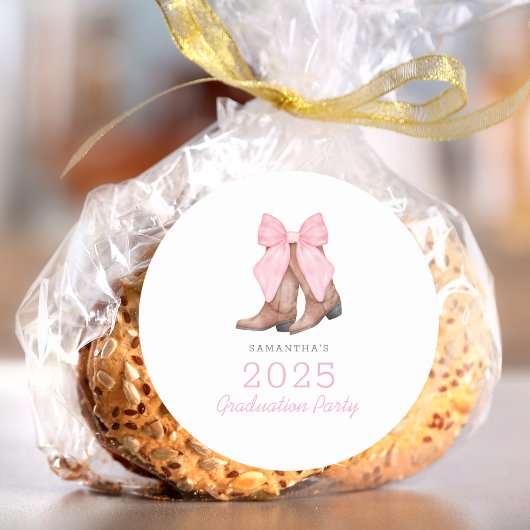 Rosa Western 2025 Abschluss Runder Aufkleber